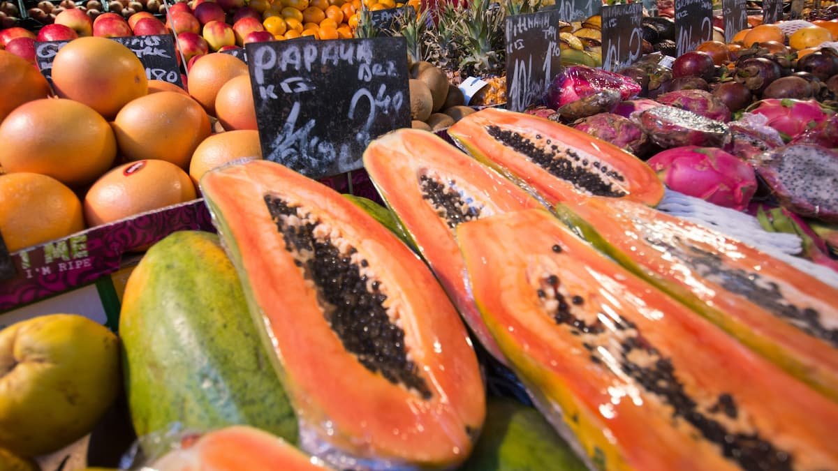 Papaya at a market.