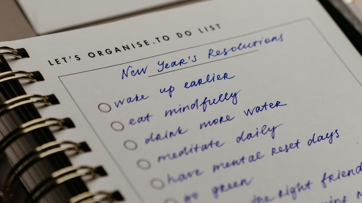 A list of New Year's Resolutions.